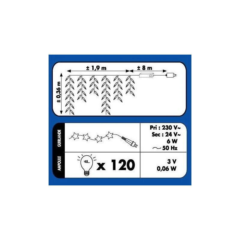 Guirlande 120 LED Tombée De Neige Bleu Fil Transparent 6 Guirlande 120 LED Tombée De Neige Bleu Fil Transparent – Image 4