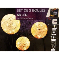 Lot 3 Boules 56 LED Blanc Chaud 7 Lot 3 Boules 56 LED Blanc Chaud -Noël Décoration Magasin lot 3 boules 56 led blanc chaud 2