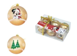 Mickey - Doré - Pack 6 Boules De Noël - 8 Cm