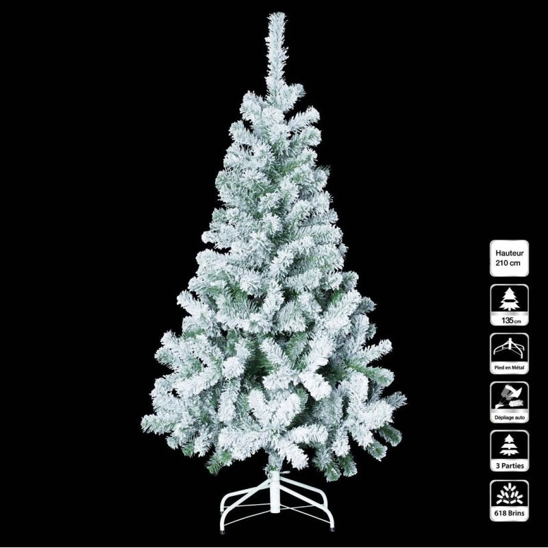Sapin De Noël 210 Cm Vert Floqué Blanc 3 Sapin De Noël 210 Cm Vert Floqué Blanc