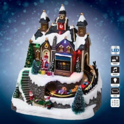Village De Noël Atelier + Train Lumineux, Musical Et Animé