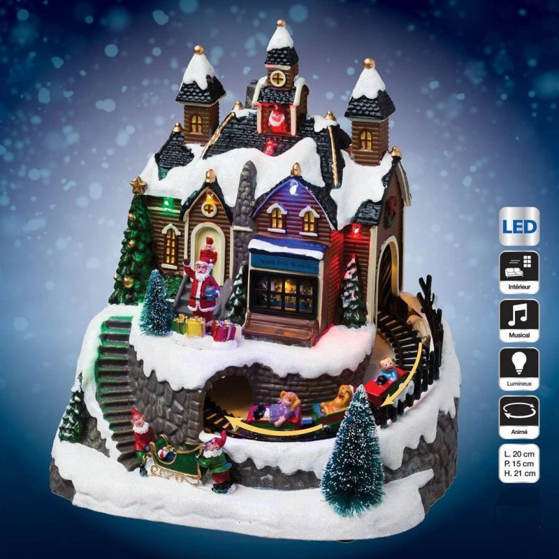 Village De Noël Atelier + Train Lumineux, Musical Et Animé 3 Village De Noël Atelier + Train Lumineux, Musical Et Animé