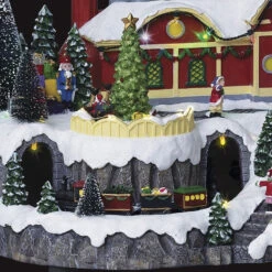 Village De Noël Roue Du Père Noël Animé Et Lumineux -Noël Décoration Magasin village de noel roue du pere noel anime et lumineux 1 2