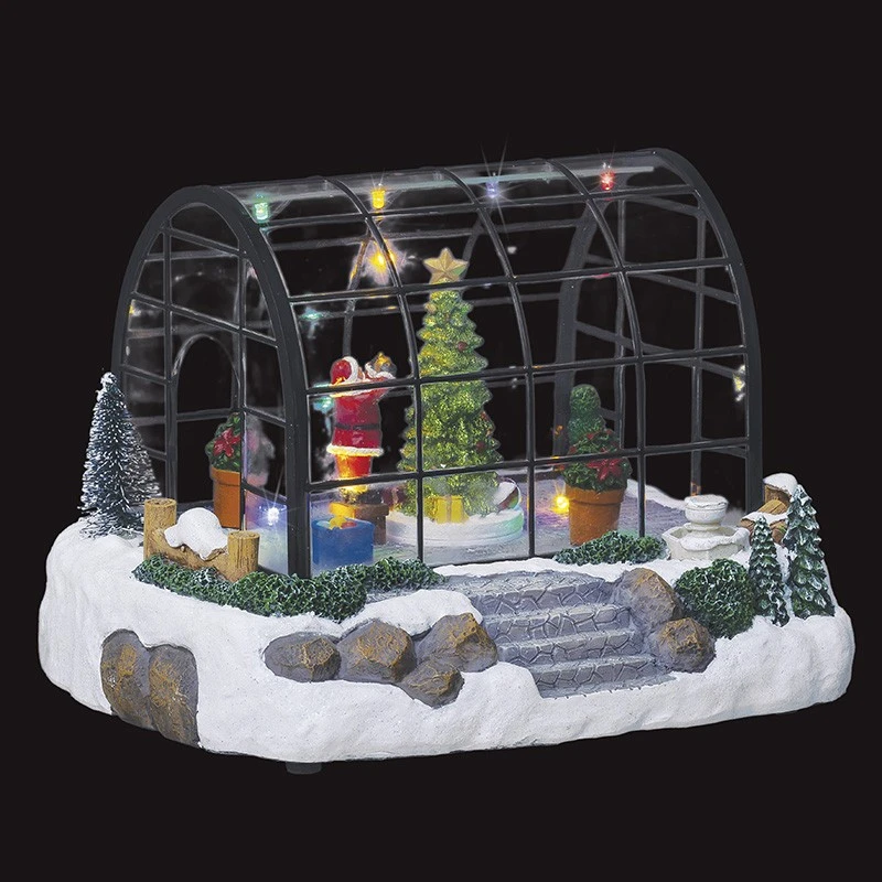 Village De Noël Serre Du Père-Noël Lumineux Animé 2 Village De Noël Serre Du Père-Noël Lumineux Animé